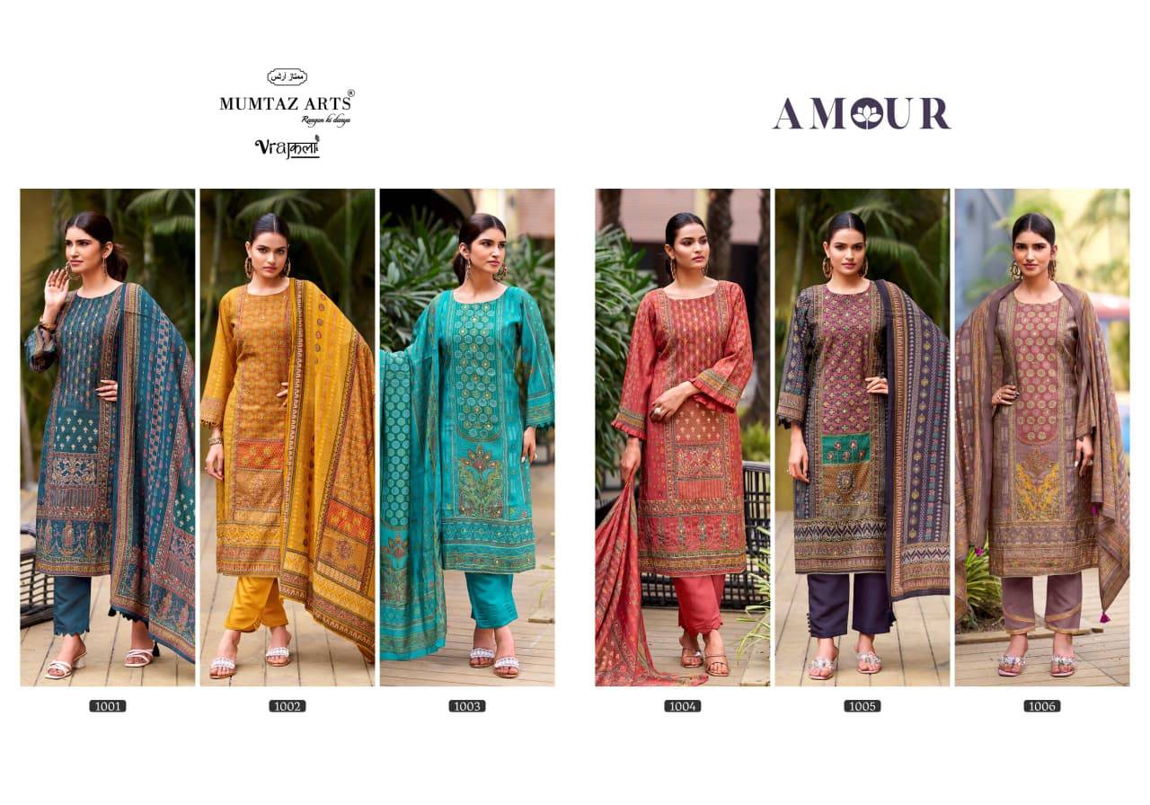 AMOUR by MUMTAZ ARTS 1001 TO 1006 SERIES Pakistani Stylish Embroidered PURE VISC MODAL Dresses At Wholesale Price